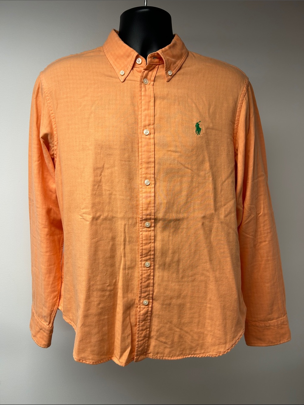 Ralph Lauren Mens XL Orange Double Cloth Oxford Shirt Green Pony Logo